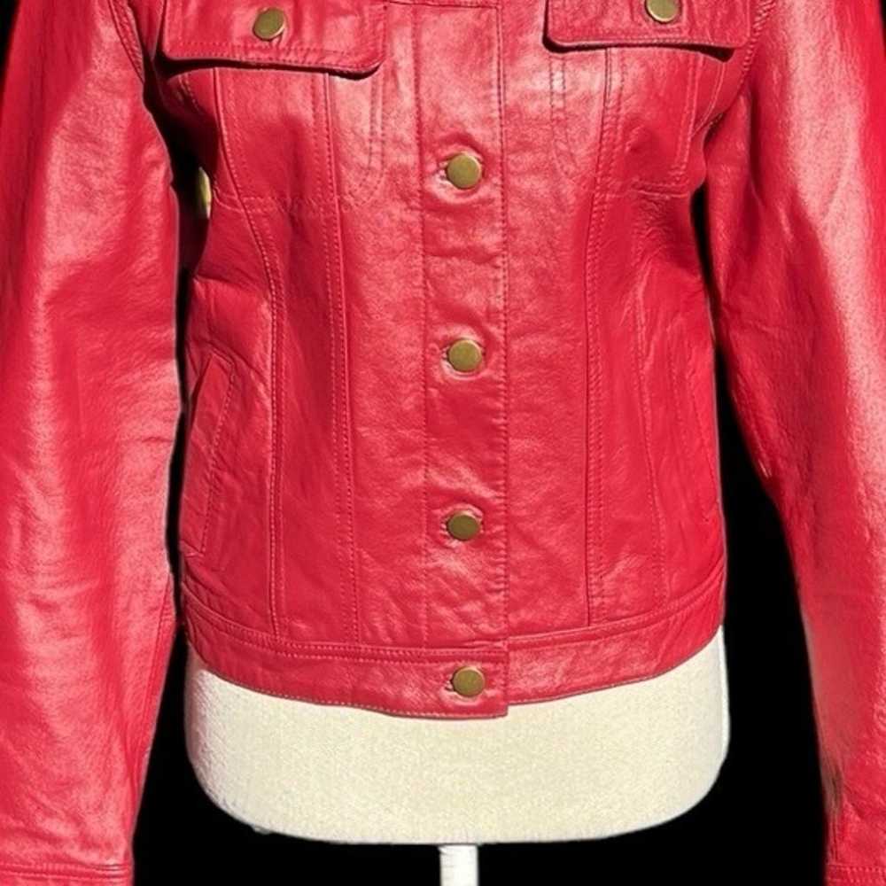 Vintage Metrostyle Red Leather Cropped Collared B… - image 3