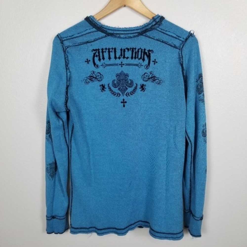 Affliction Reversible Blue Front and Back Graphic… - image 11