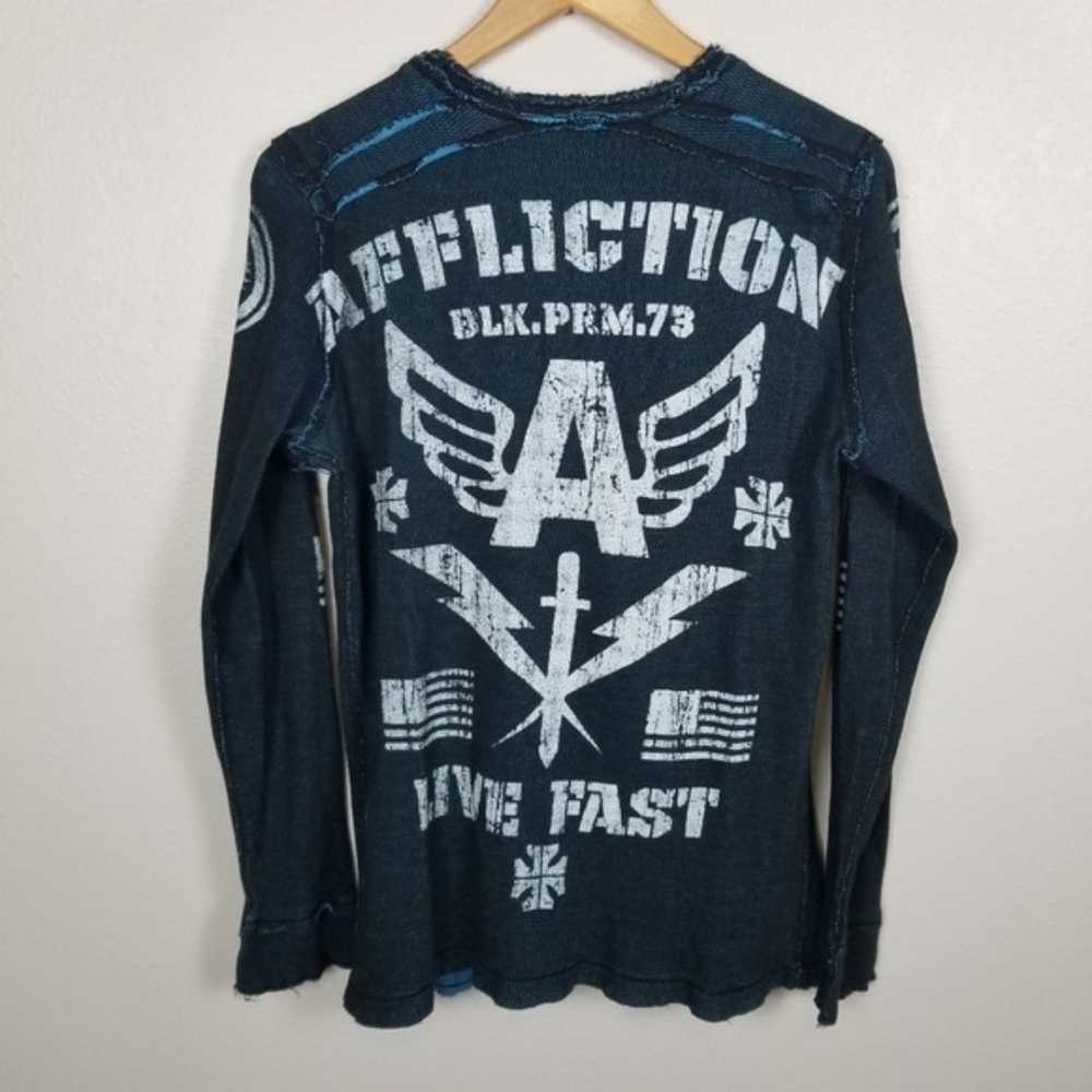 Affliction Reversible Blue Front and Back Graphic… - image 7