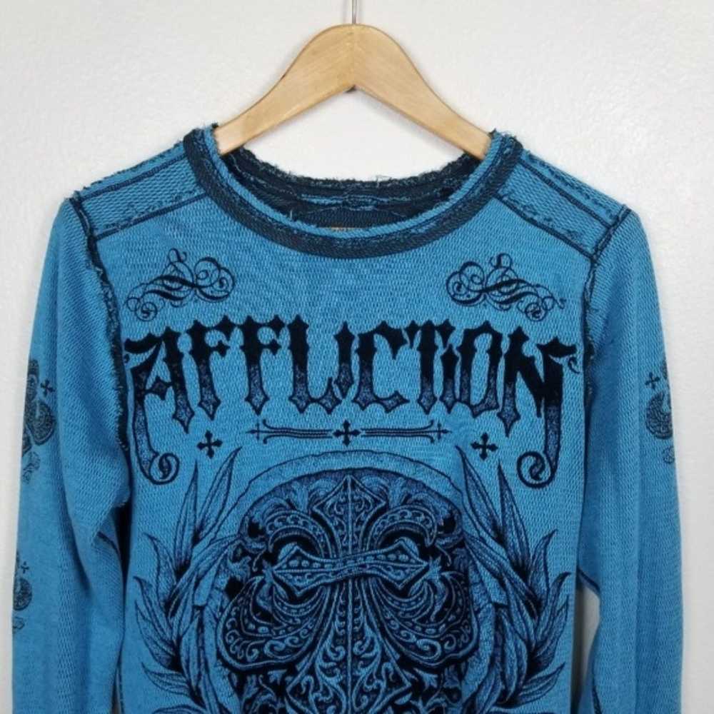 Affliction Reversible Blue Front and Back Graphic… - image 8
