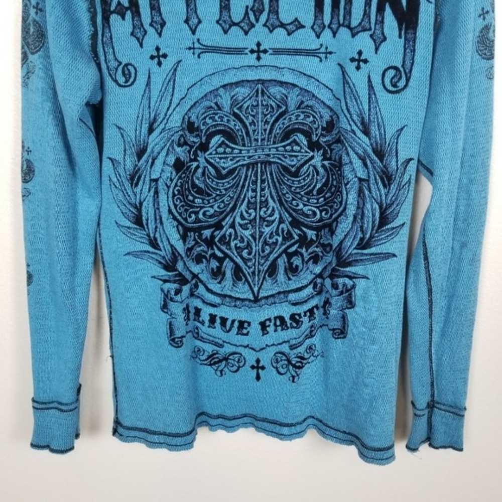 Affliction Reversible Blue Front and Back Graphic… - image 9