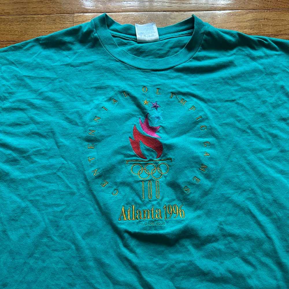 VTG 90s Atlanta 1996 Olympics Embroidered Shirt S… - image 2