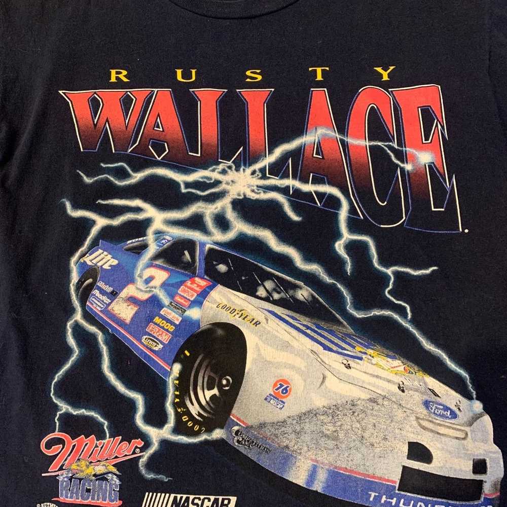 Vintage 90s Miller Racing Rusty Wallace Nascar sh… - image 2
