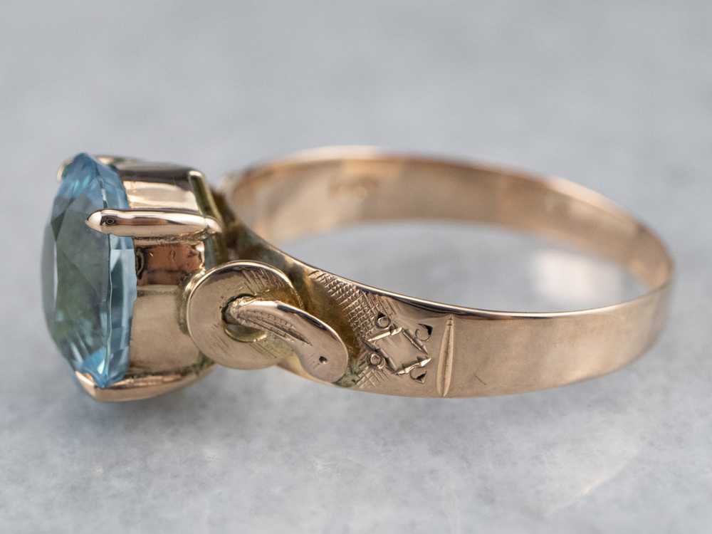 Victorian Blue Topaz Solitaire Ring - image 4