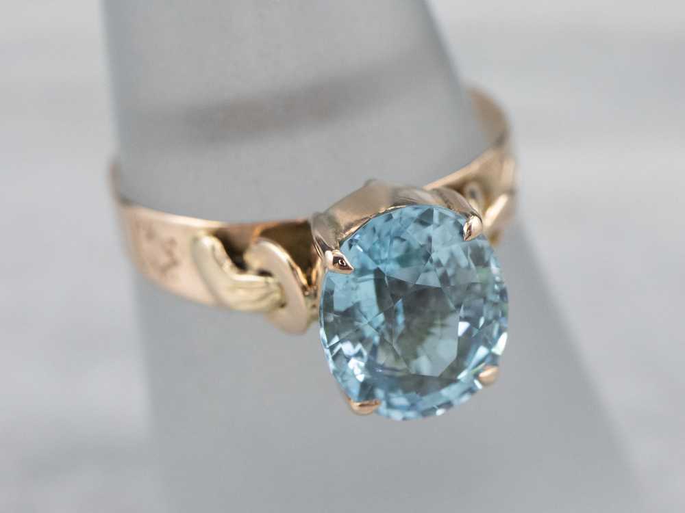 Victorian Blue Topaz Solitaire Ring - image 7