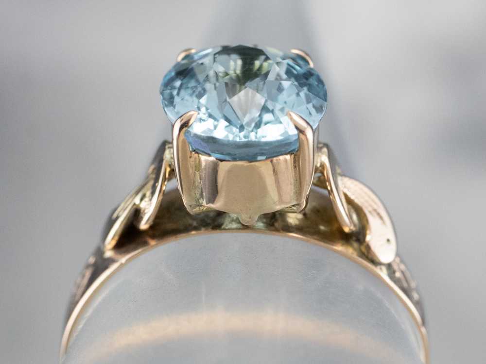 Victorian Blue Topaz Solitaire Ring - image 8