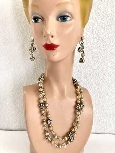 Vintage Elegant 60s Crystal, Rhinestone, & Pearl N