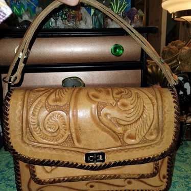 Vintage hand tooled leather purse - image 1