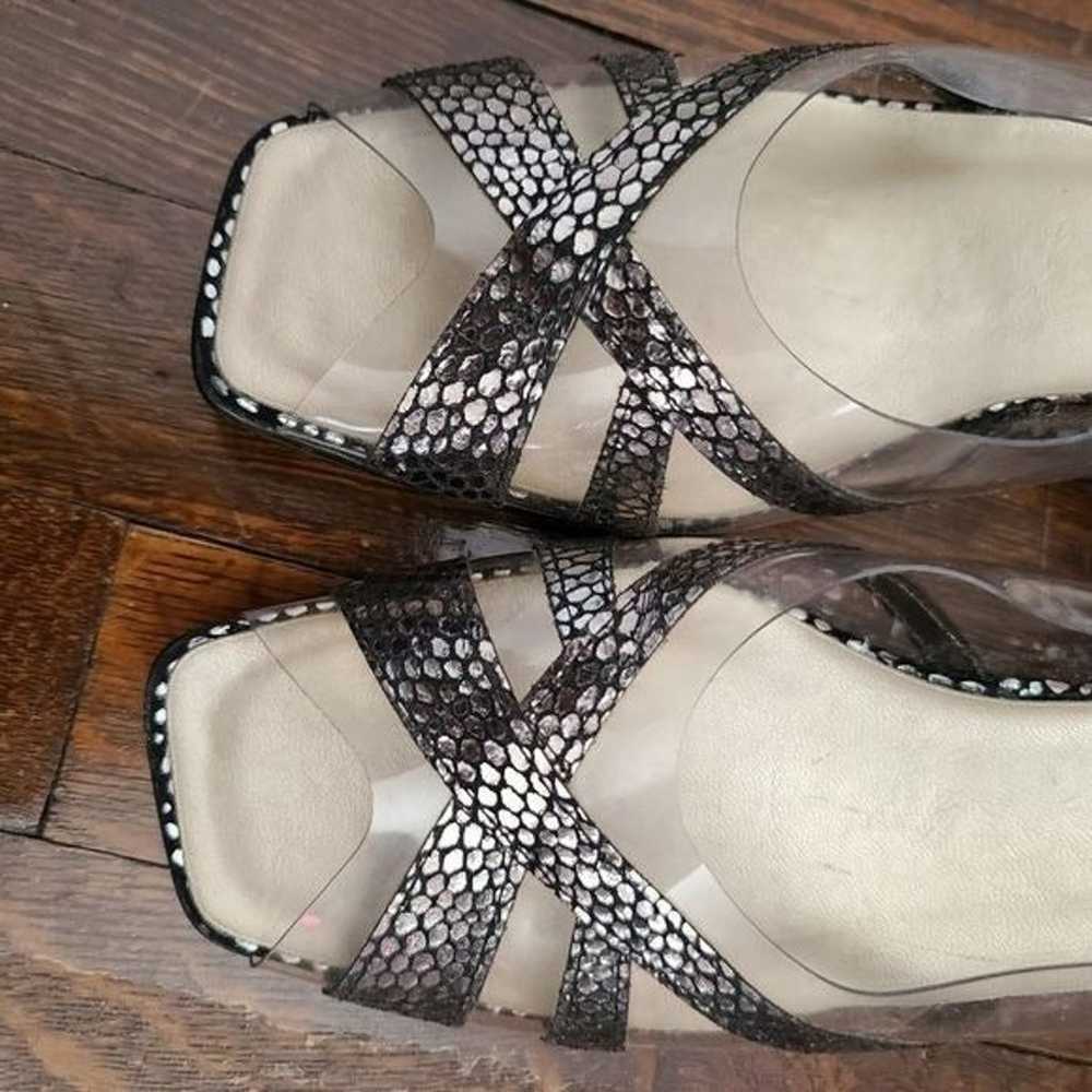 Vintage Metallic Silver Python Clear Plastic Heels - image 12