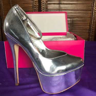 Pumps Paris silver heels size 8 vintage style - image 1