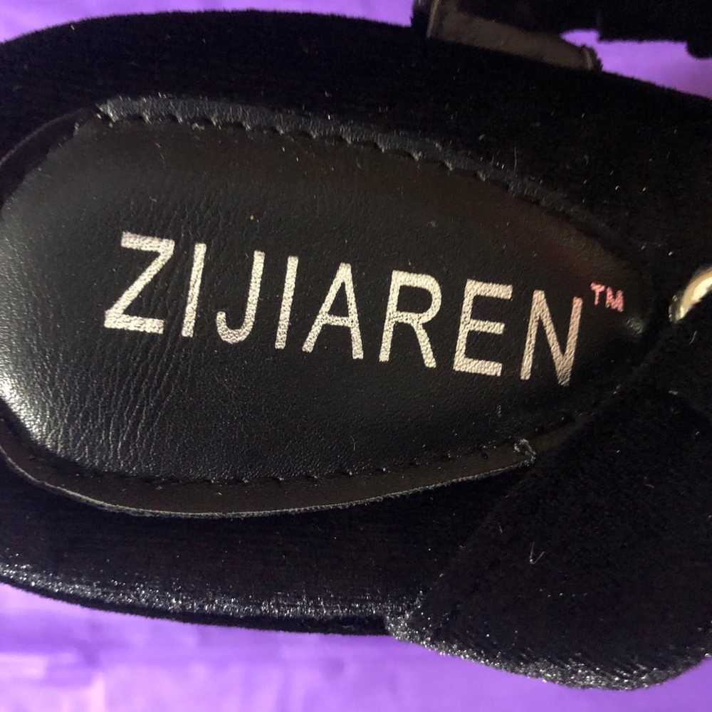 Zijijaren crushed velvet black sandals platforms … - image 5