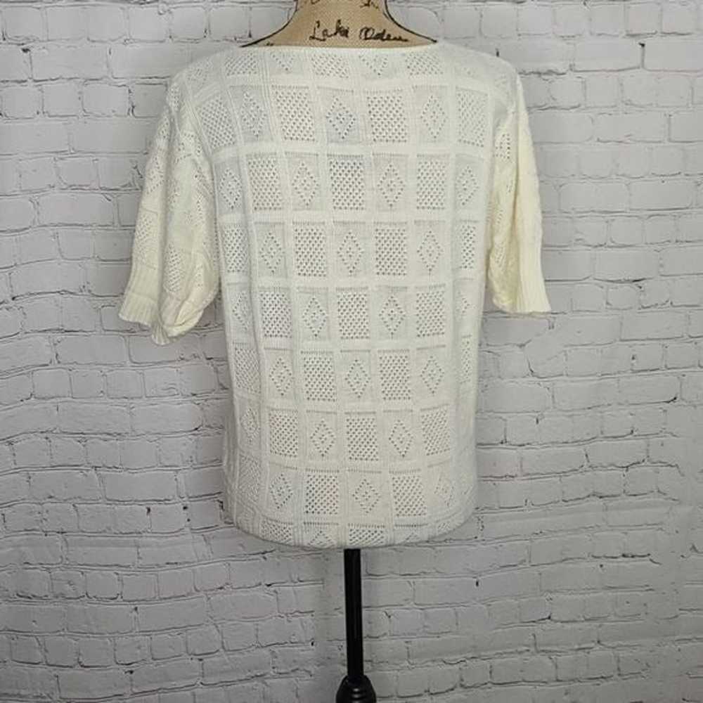 Vintage Cream Oatmeal Knit Rolled Sleeve Top - image 4