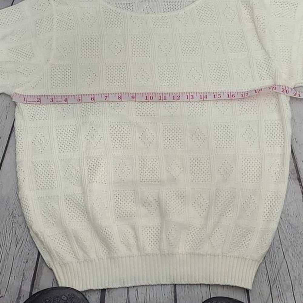 Vintage Cream Oatmeal Knit Rolled Sleeve Top - image 6