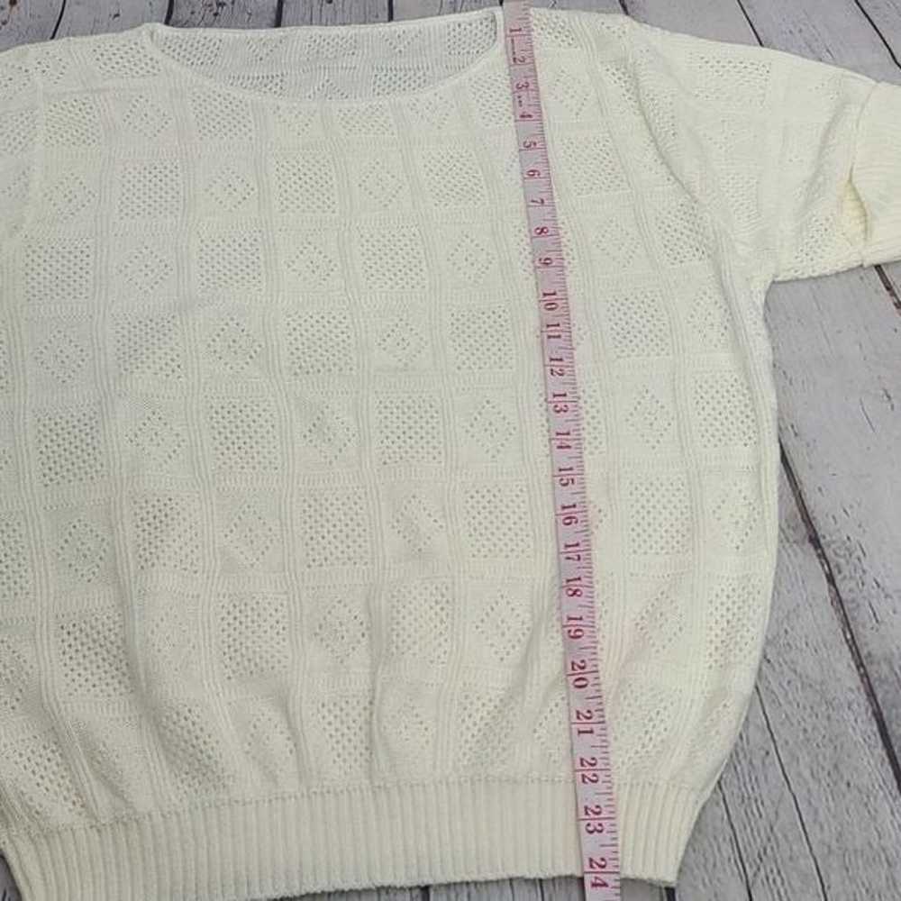 Vintage Cream Oatmeal Knit Rolled Sleeve Top - image 9