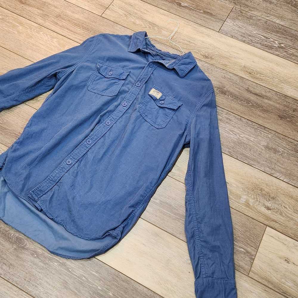 Superdry vintage blue 100% cotton button down lon… - image 10