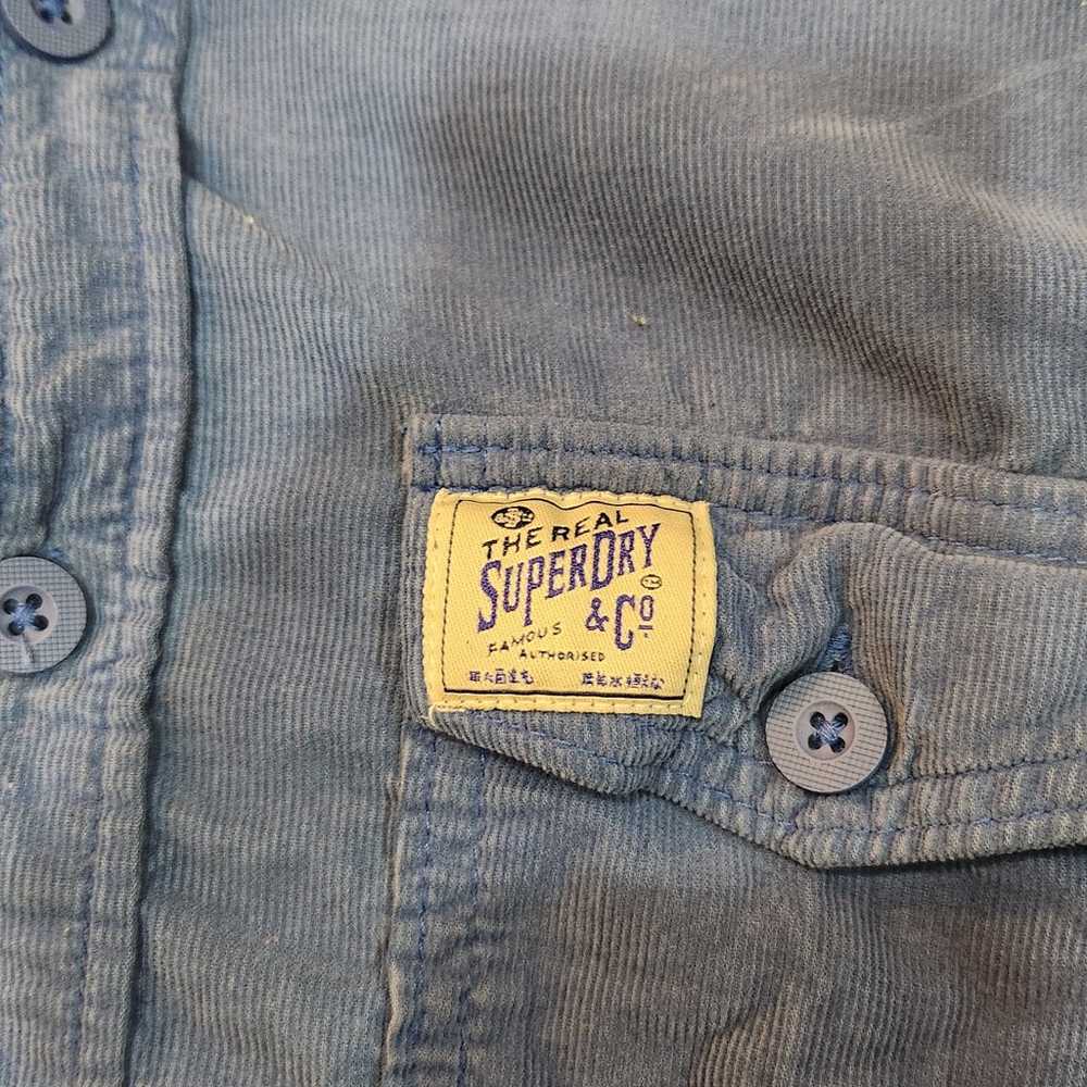 Superdry vintage blue 100% cotton button down lon… - image 7