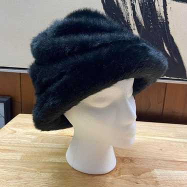 60’s Black Faux Fur Bucket Hat - image 1