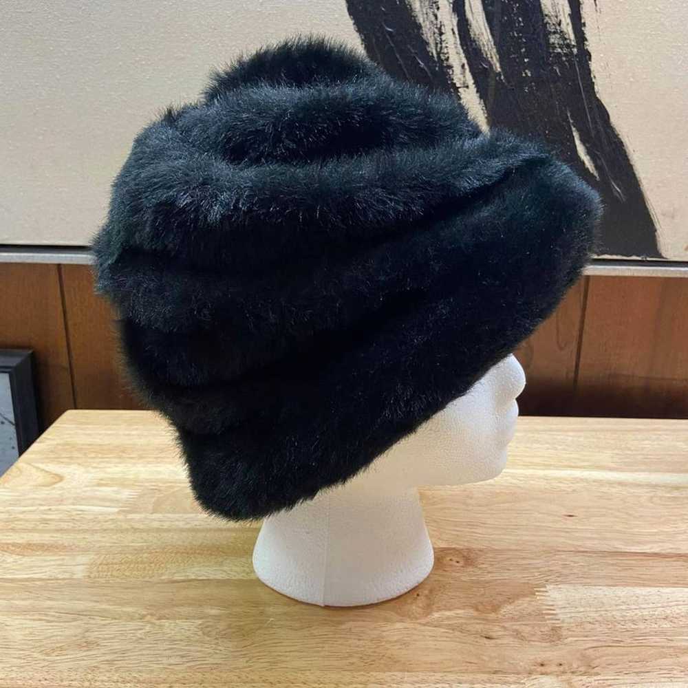 60’s Black Faux Fur Bucket Hat - image 2