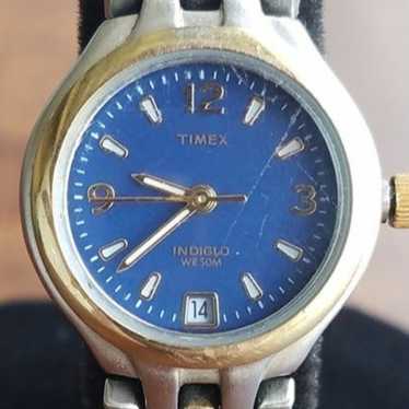 Timex Indiglo Blue Dial Two Tone womens Bracelet … - image 1