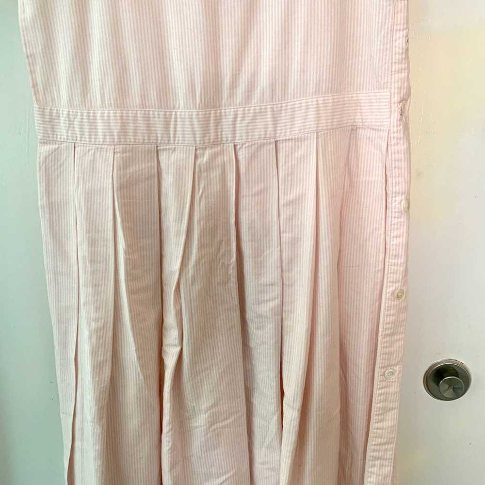 Vintage Pink & White Striped Midi Dress Size 12 - image 2