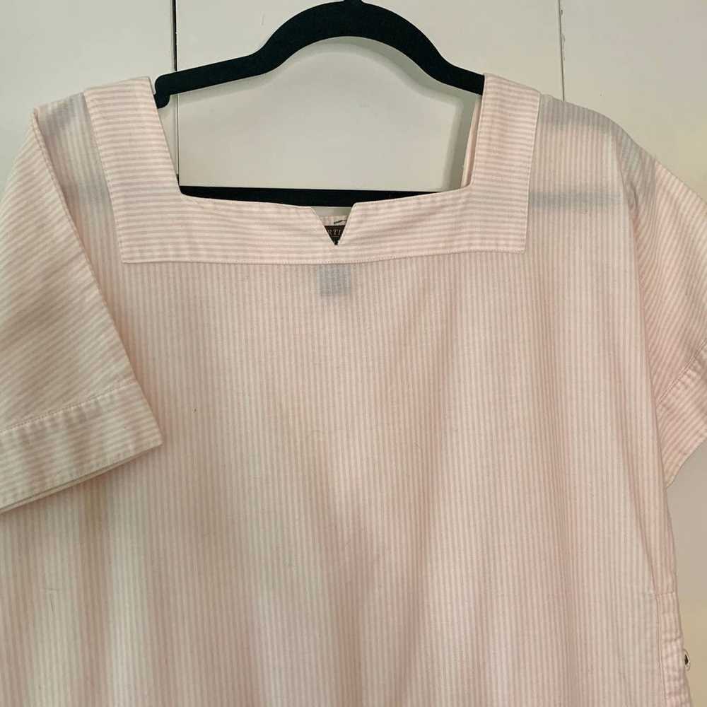 Vintage Pink & White Striped Midi Dress Size 12 - image 3
