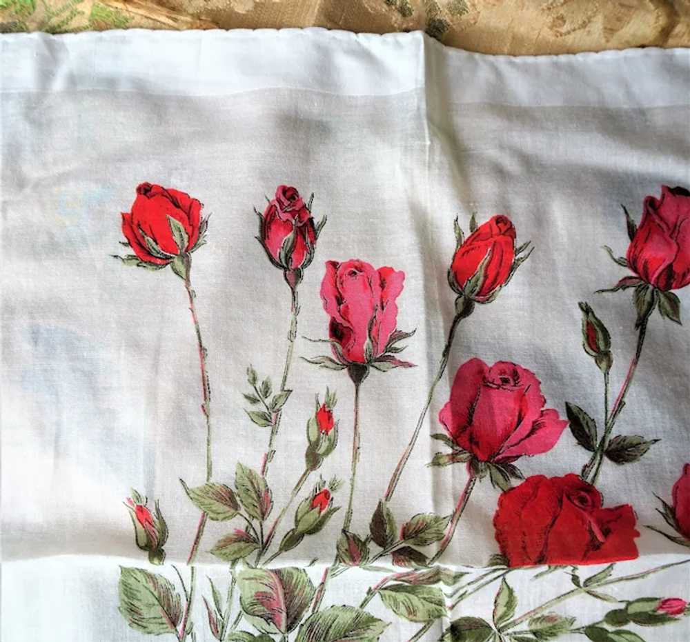 ROMANTIC Vintage Printed Floral Hanky,Roses Flowe… - image 2