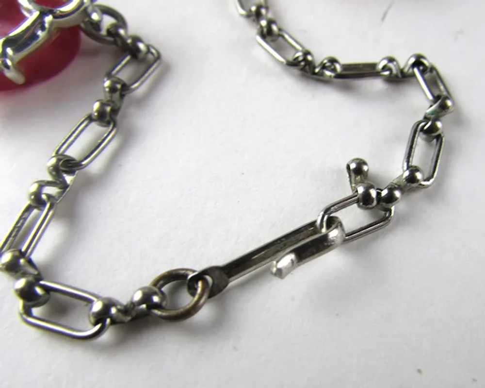 Vintage Red Thermoset Silver Tone Necklace - image 12