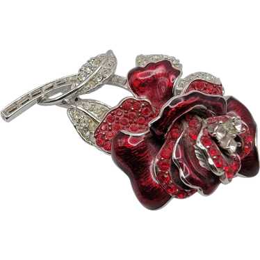 Vintage Nolan Miller Red Rose Brooch - image 1