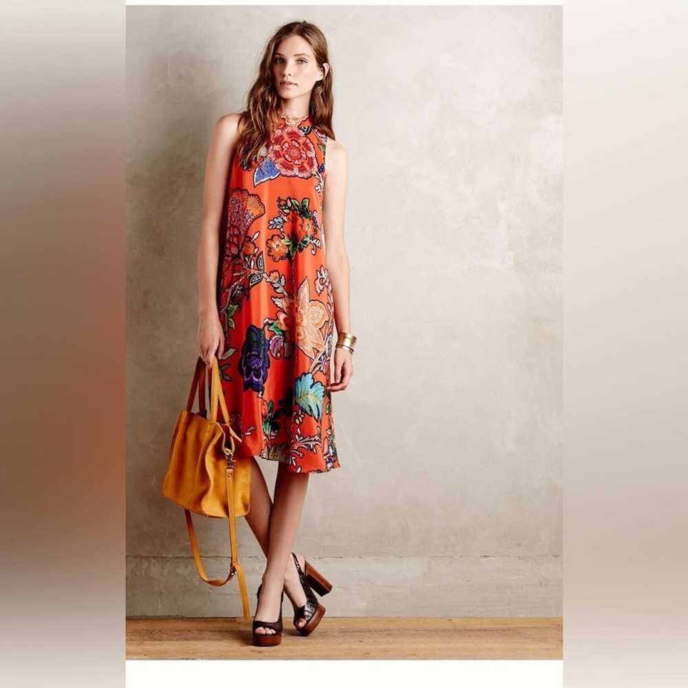 EUC Anthropologie Maeve Larkhill Swing Orange Flo… - image 2