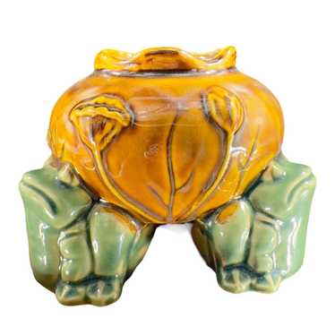 Other Majolica Style Ceramic Footed Frog Bowl Dis… - image 1