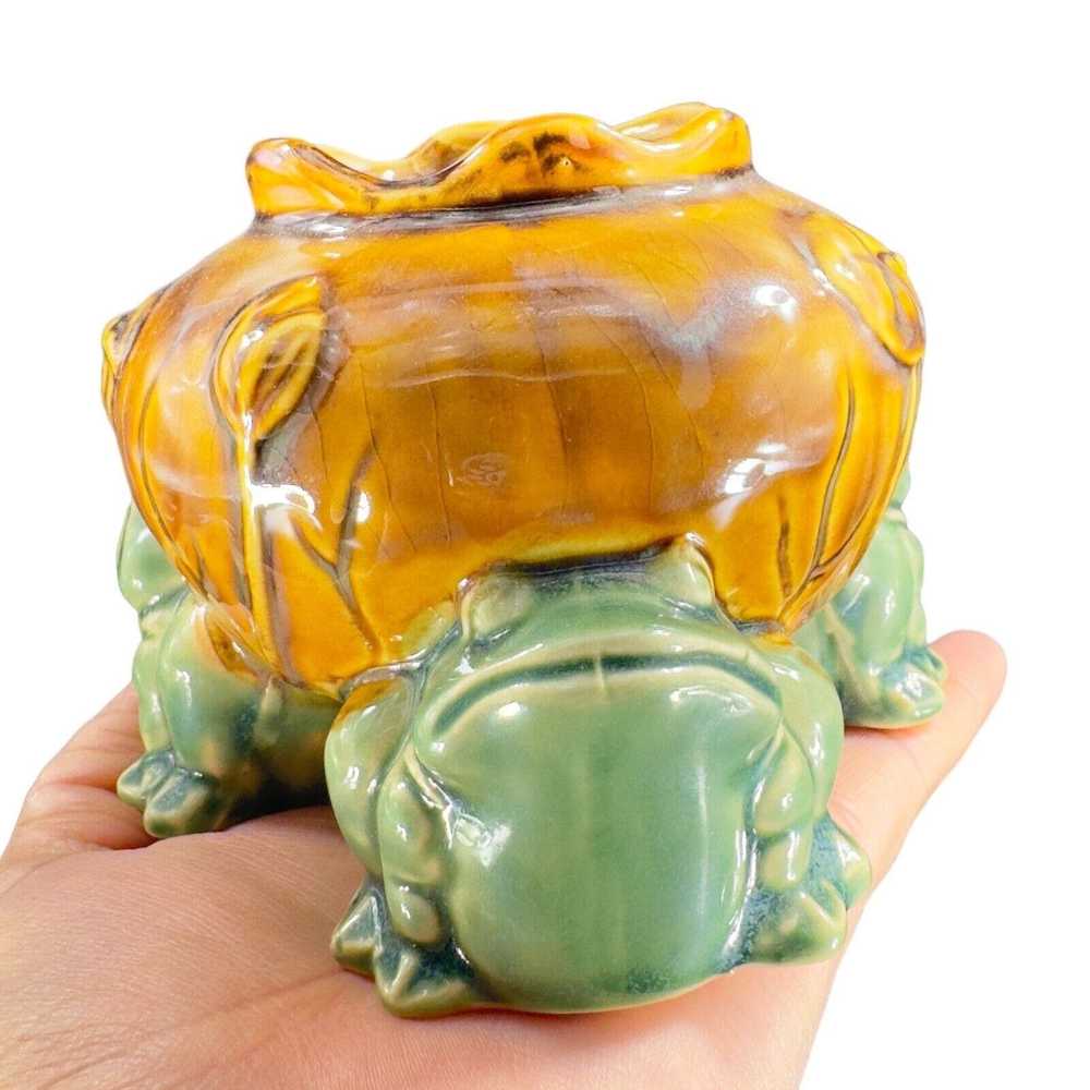 Other Majolica Style Ceramic Footed Frog Bowl Dis… - image 2