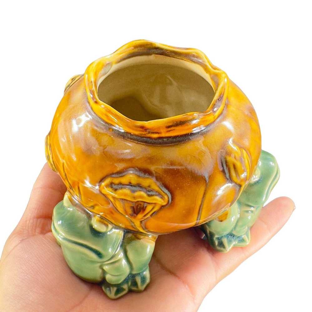 Other Majolica Style Ceramic Footed Frog Bowl Dis… - image 6