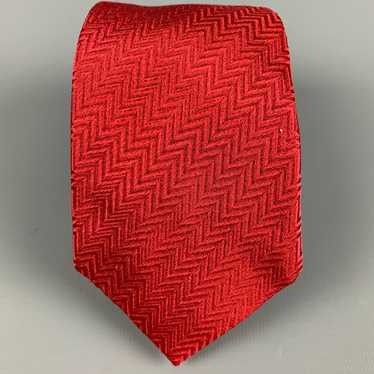 Armani Collezioni Red Zig Zag Silk Jacquard Tie