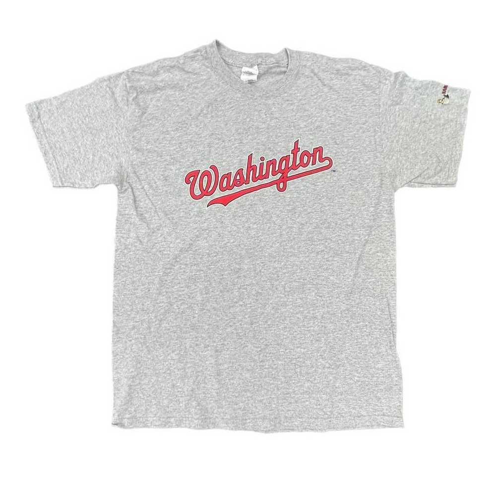 Y2K Gray Washington Nationals Minimalist T-Shirt … - image 1