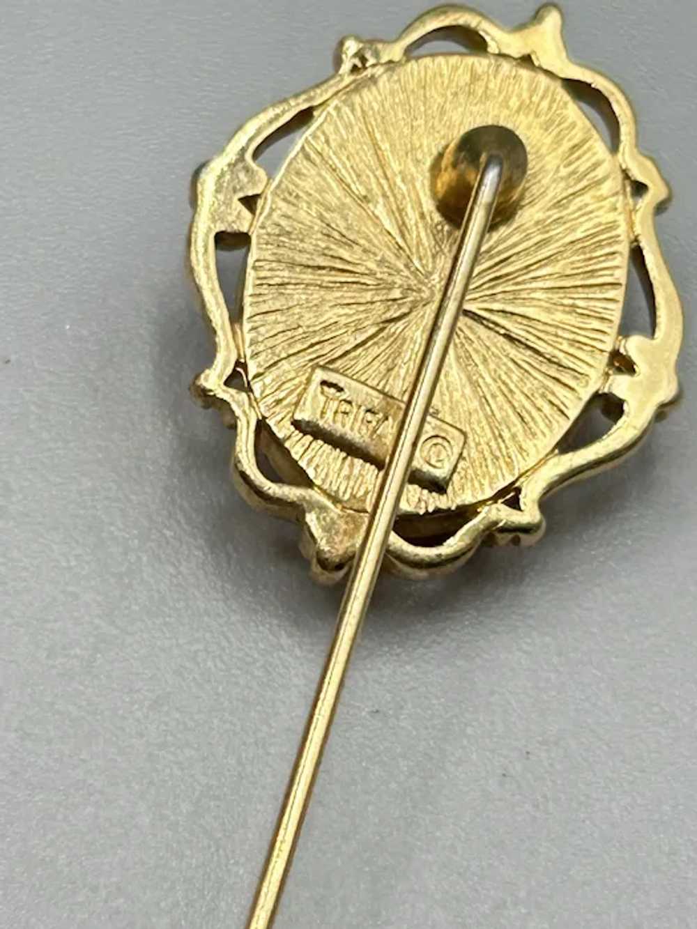 Vintage Signed TRIFARI Costume Cameo Stick Pin La… - image 5