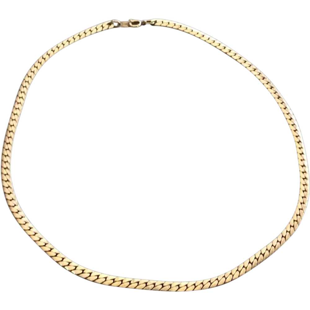 12K Gold Filled Herringbone Chain Necklace - image 1