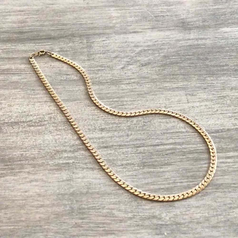 12K Gold Filled Herringbone Chain Necklace - image 2