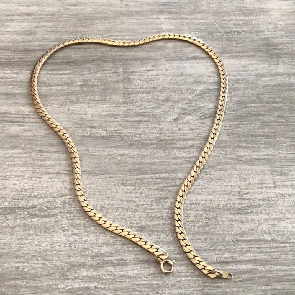 12K Gold Filled Herringbone Chain Necklace - image 5