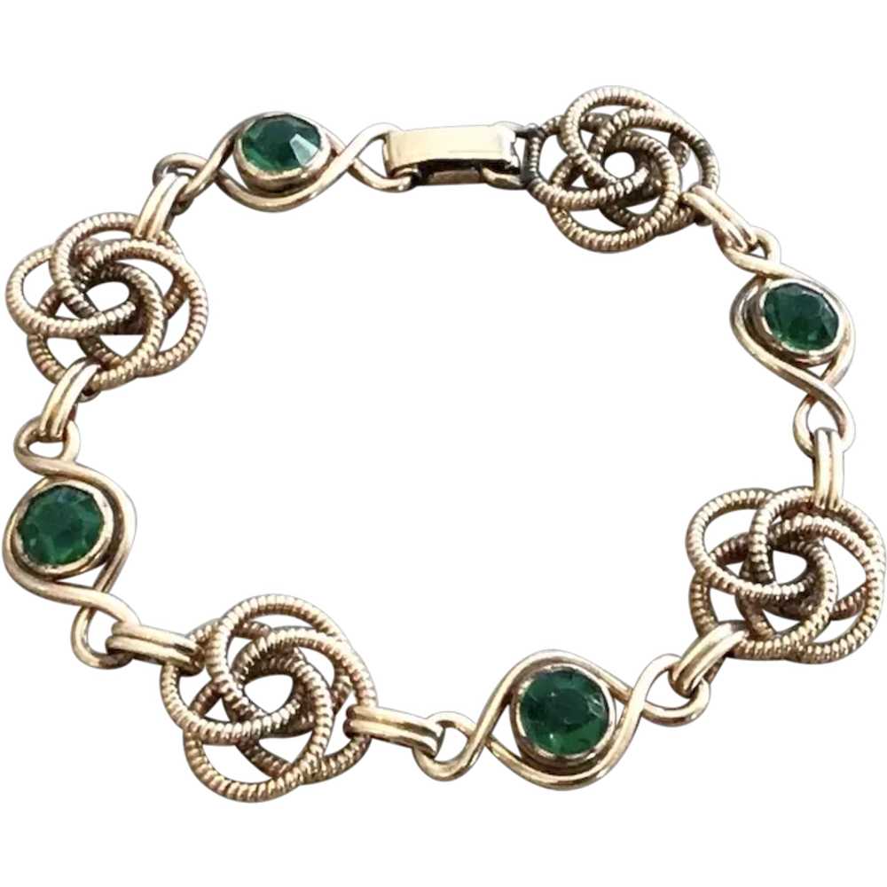 Sturdy 12K Gold Filled Emerald Green Paste Link B… - image 1