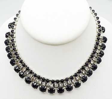 Black and Clear Rhinestone Necklace - image 1