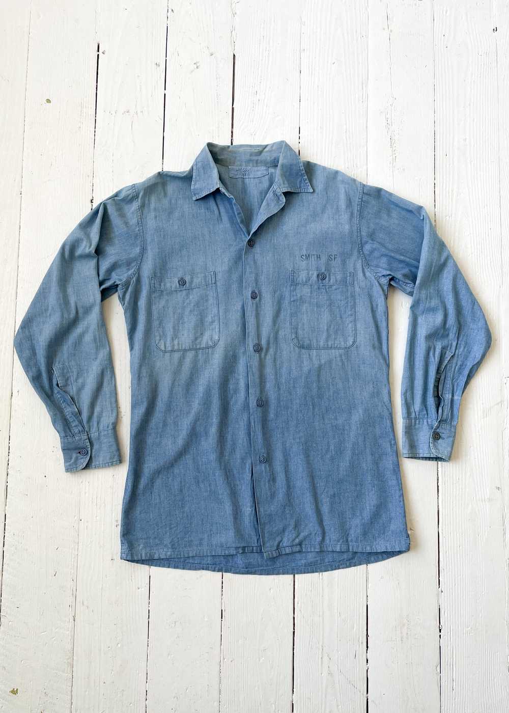 Vintage 1960s US Navy Chambray Work Shirt - Gem