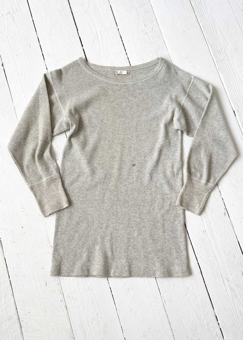 Vintage 1940s Heathered Grey Thermal Top - image 1