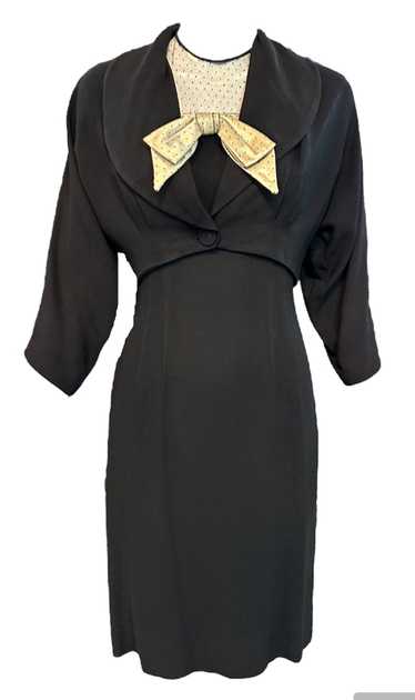 60s Black Afternoon Dress with Matching Cropped Ja
