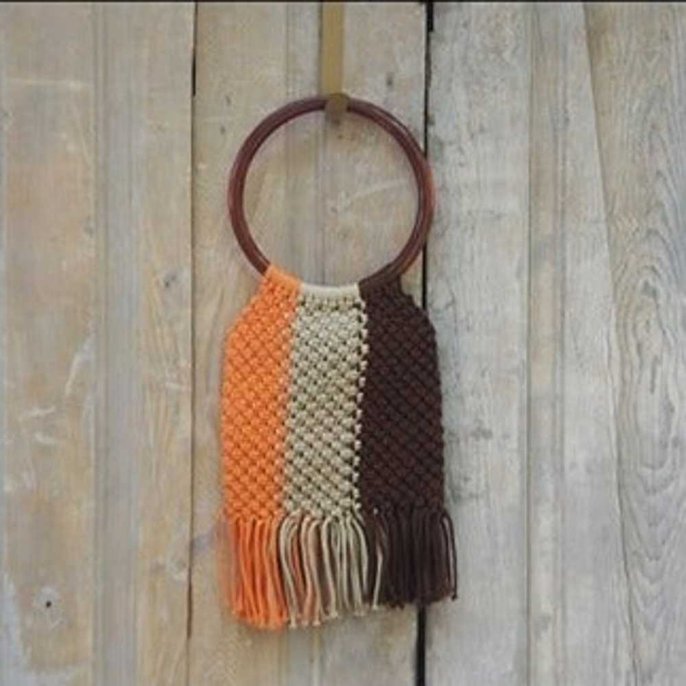 Vintage Handmade Macrame Bag - image 1