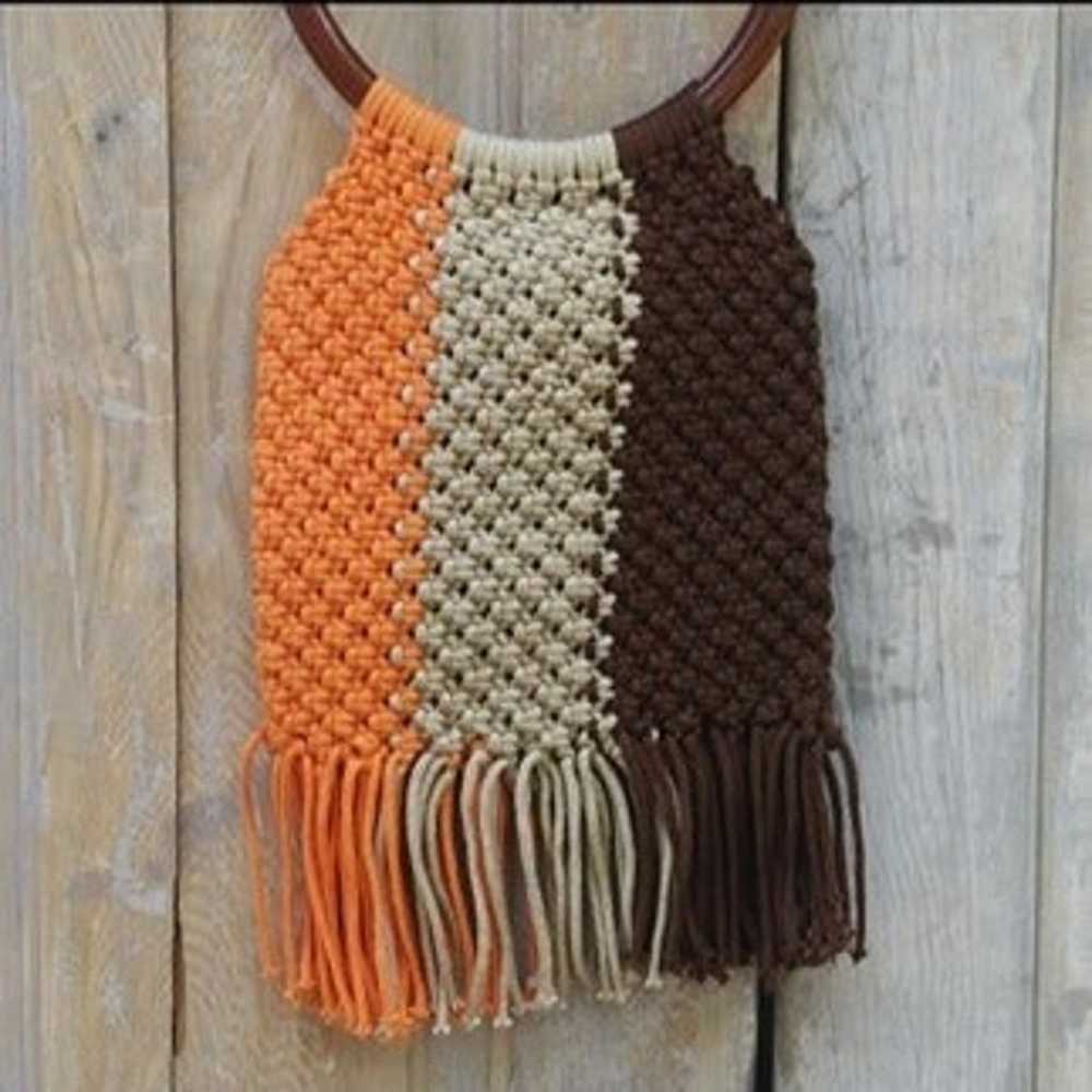 Vintage Handmade Macrame Bag - image 2