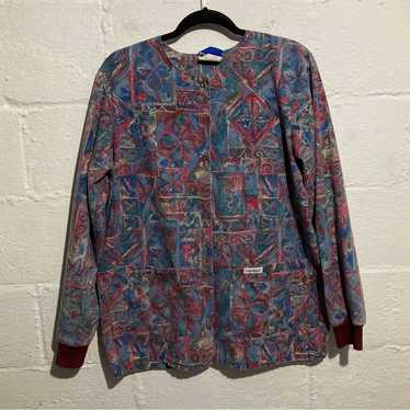 Vintage Landau Print Long Sleeve Snap Button Work 