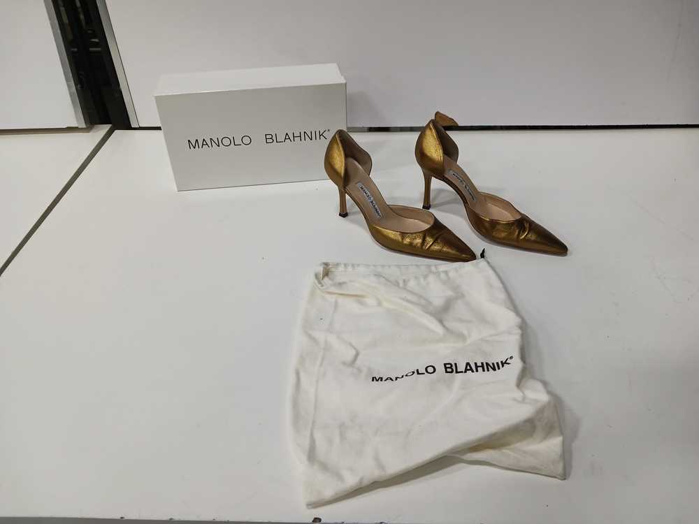 Women's Manolo Blahnik Gold d'Orsay Stiletto Heel… - image 1