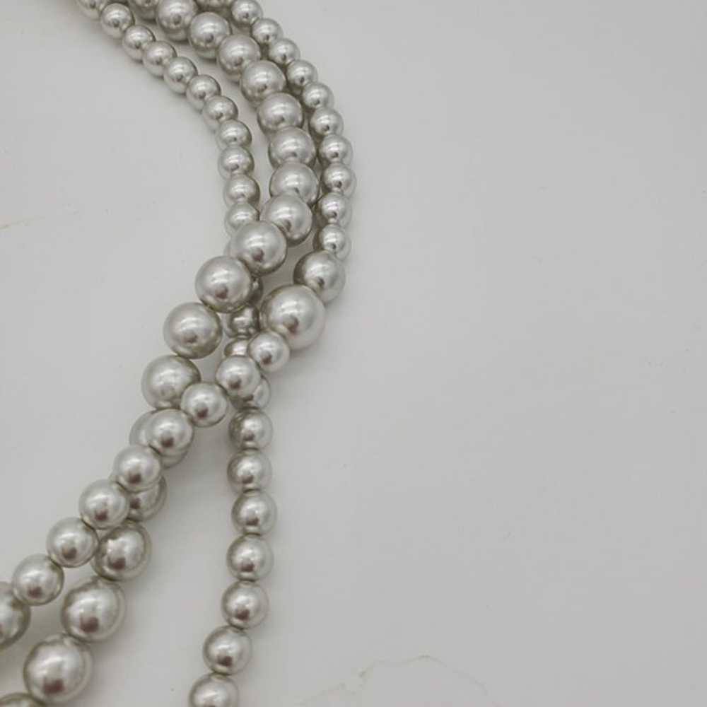 Faux grey pearl costume jewelry multi strand neck… - image 2