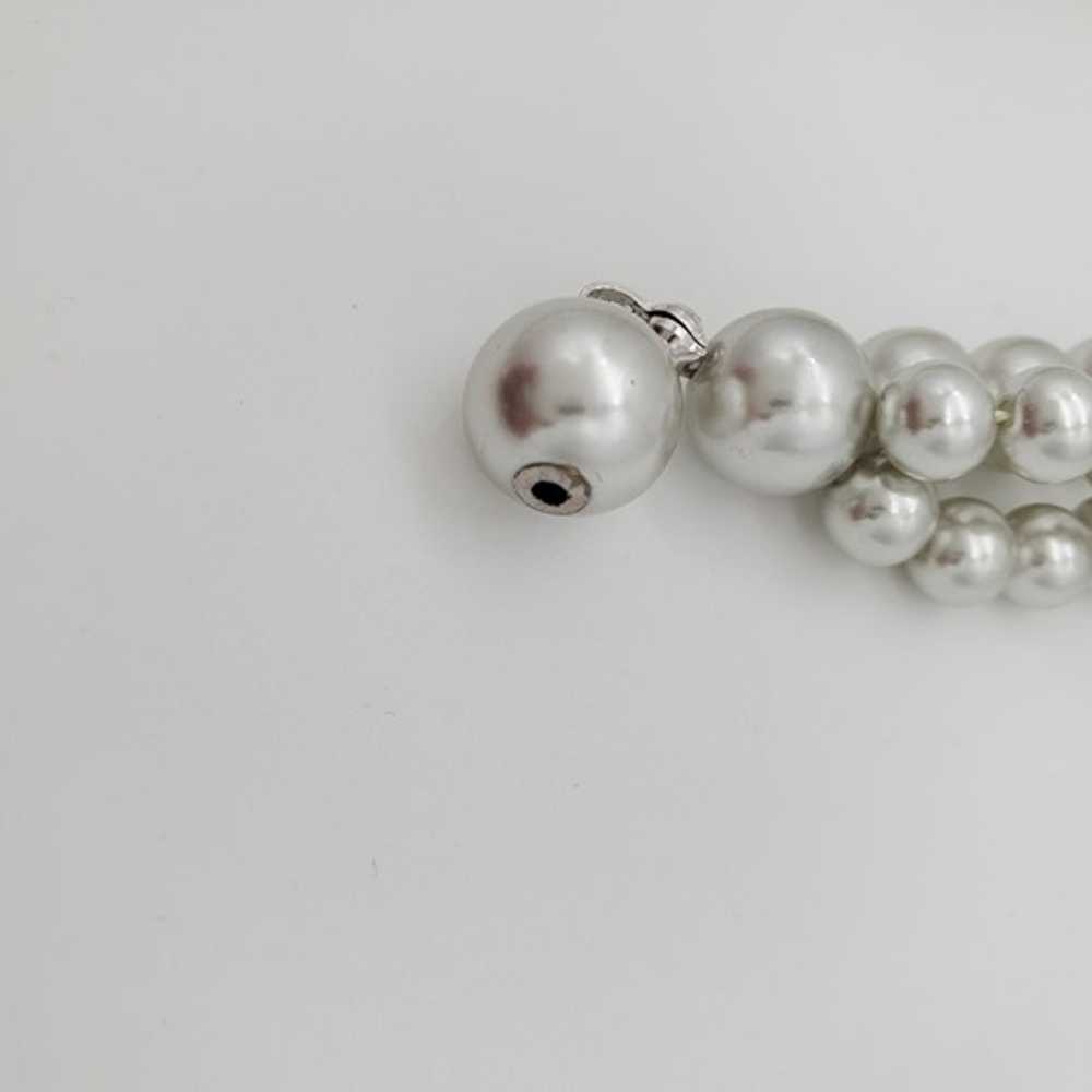 Faux grey pearl costume jewelry multi strand neck… - image 4