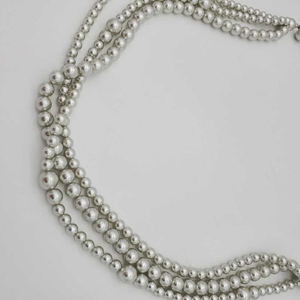 Faux grey pearl costume jewelry multi strand neck… - image 6